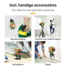 4D Kruislijnlaser Inclusief Draagkoffer en Batterij - Zelfnivellerend Bouwlaser met 4 tot 16 Lijnen - 50 Meter Meetbereik - 360 Graden Rotatie Zelfnivellerende Laser - Zelf Nivellerend Kruislijn Laser - Bouw Kruislaser - Klus - Rotatielaser