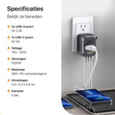 Reisstekker voor Wereld - 4 USB Poorten - 170+ Landen - Wereldstekker Universeel - Zwart