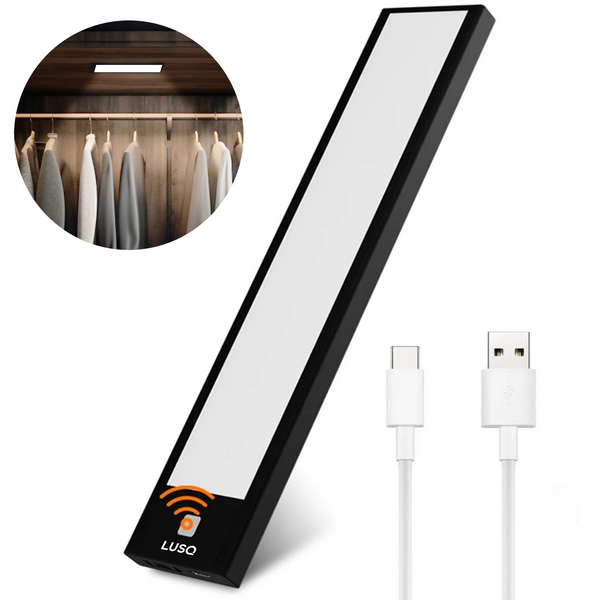 LUSQ® - Slimme Draadloze LED Kastverlichting met Bewegingssensor – Zwart -  60 LED via USB oplaadbaar – Verlichting met sensor – Dimbaar - Draadloos - USB oplaadbaar