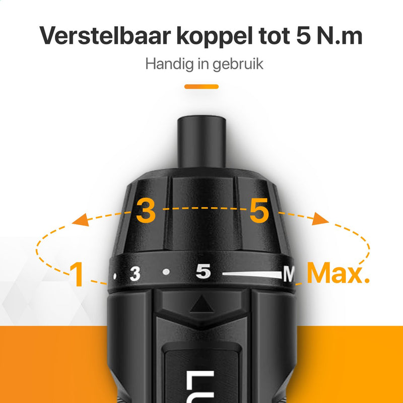 Accu Schroefmachine Inclusief 12-Delige Bit Set en 3.6V Lithium-Ion-Accu - Elektrische Schroevendraaier - USB-C Oplaadbaar Boormachine - 360RPM Motor - Zwart