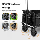 Strents® Faltbarer Strandwagen, bis zu 120 kg Tragkraft – Schwarz, 83 x 47 x 60 cm – 120 l Fassungsvermögen, Strandwagen mit Schiebestange – Faltbarer Transportwagen