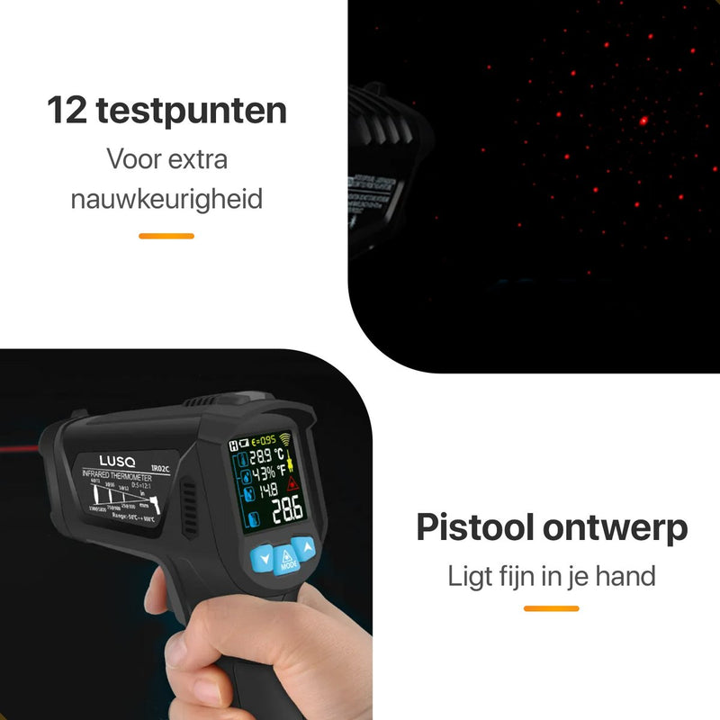 Infrarood Thermometer - Digitale Warmtemeter - Bereik van -50 tot 400 °C - Warmte Thermo Meter - Laser Pyrometer