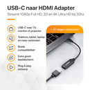LUSQ® – USB-C-zu-HDMI-Adapter – Unterstützt 4K bei 30 Hz – Konverter – USB-C auf HDMI – Thunderbolt 3 – Schwarz
