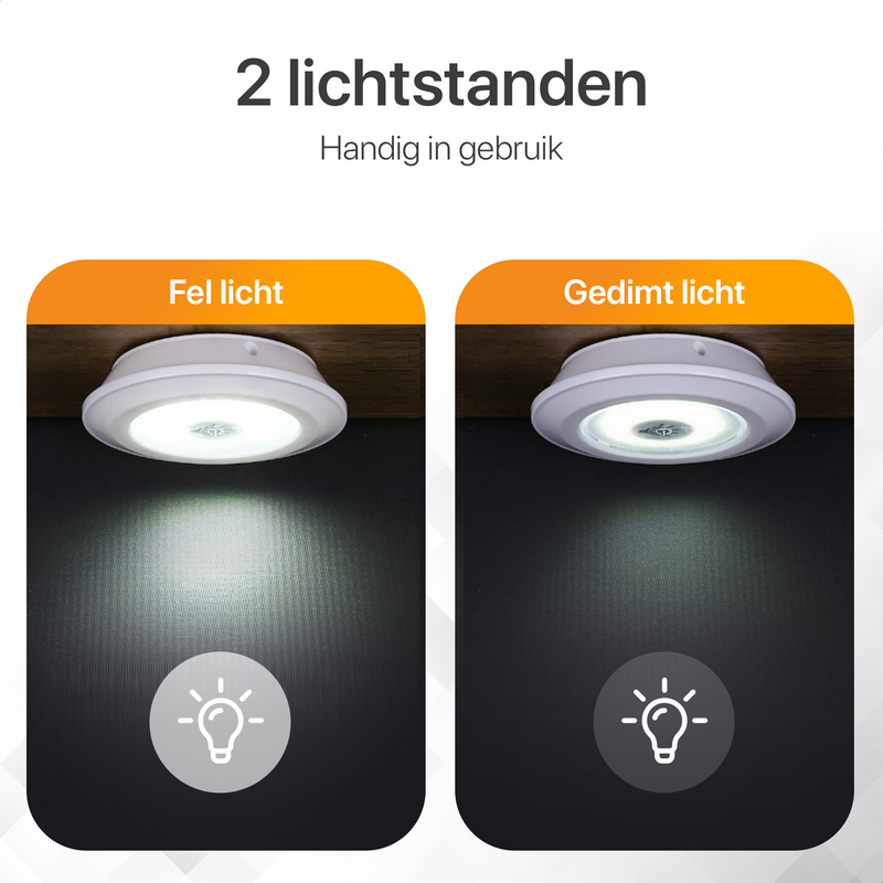 LUSQ® LED Lampen - 3 Stuks - Druklampen - Dimbaar - Afstandsbediening - Zelfklevend - LED Licht - Draadloos