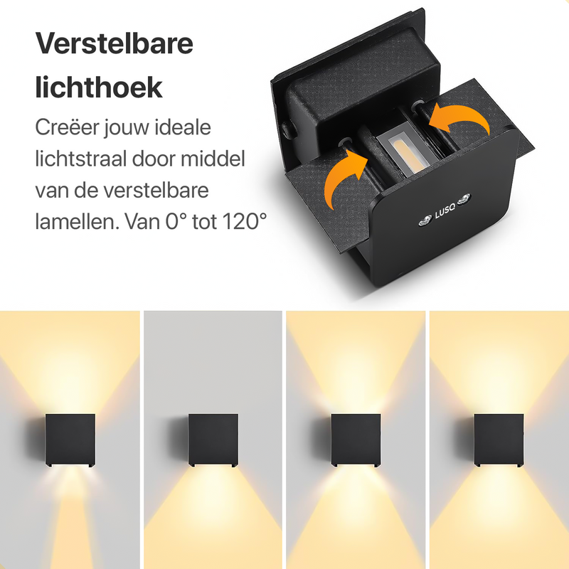 LUSQ® Wandlamp - Set van 2 stuks - IP65 - Zwart - Kubus tweezijdig oplichtend - Binnen en Buiten - 6W