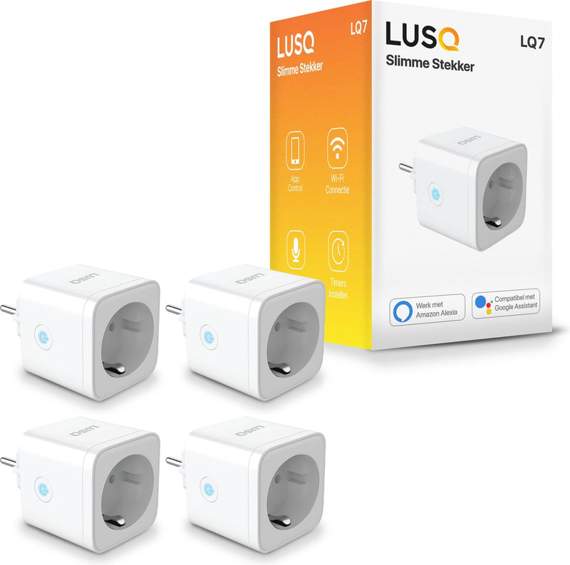 LUSQ® 4 stuks - Slimme Stekker - Smart Plug - Google Home & Amazon Alexa - Tijdschakelaar & Energiemeter via Smartphone App - Smart Home