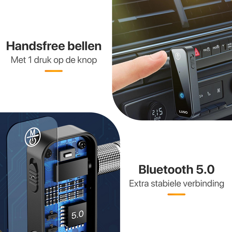 LUSQ® Bluetooth Transmitter Receiver 5.0 AUX Adapter - Ontvanger en Zender Auto - Handfsree Bellen