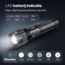 LUSQ® Led Zaklamp - Oplaadbaar - 5W - IP46 Waterdicht - 350 meter - 1500 oplaadbare Lithium batterij - 4 standen - In en uitzoom baar - Aluminium - Incl. Oplader - Incl. oplaadbare batterij- vaderdag cadeau - Zwart