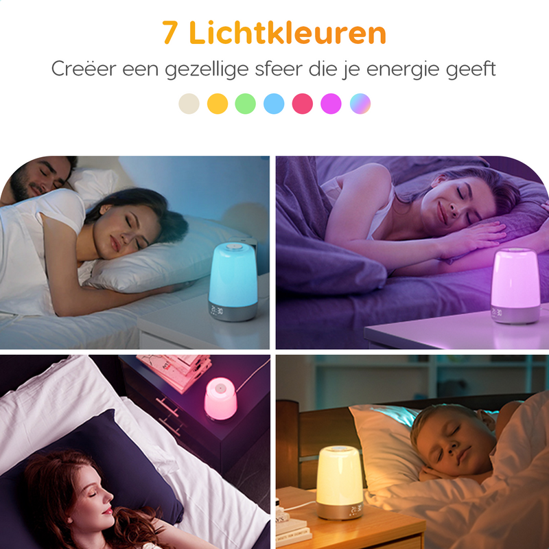 Wake Up Light - Lichtwekker - Digitale Wekker met lamp - 5 Natuurgeluiden - Snooze Functie - Wit
