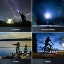 LUSQ® Led Zaklamp - Oplaadbaar - 5W - IP46 Waterdicht - 350 meter - 1500 oplaadbare Lithium batterij - 4 standen - In en uitzoom baar - Aluminium - Incl. Oplader - Incl. oplaadbare batterij- vaderdag cadeau - Zwart