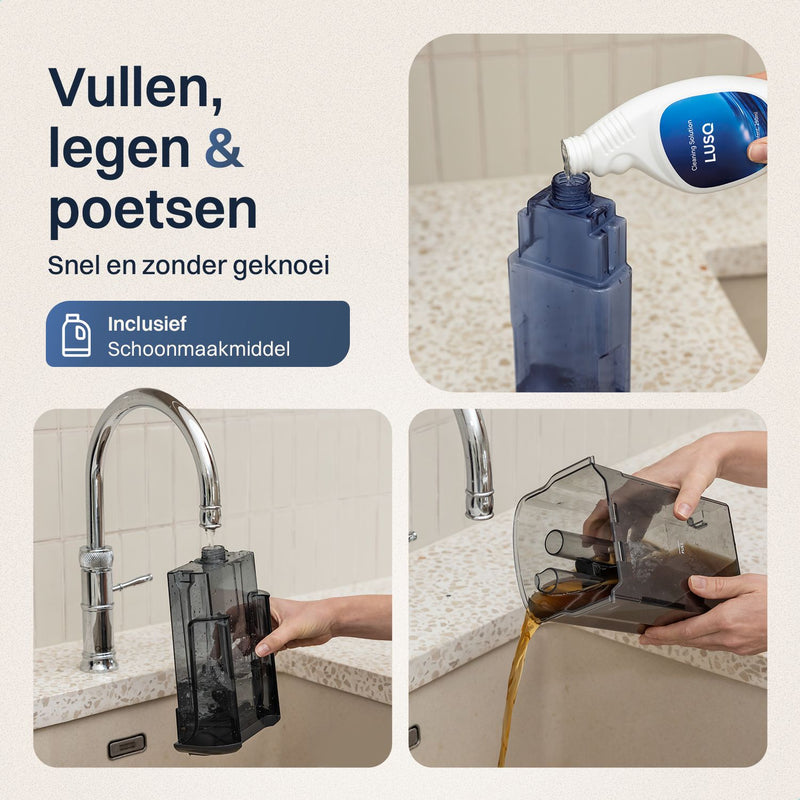 LUSQ Tapijtreiniger PRO 1800W - Stoomreiniger en vlekkenreiniger - 6 Opzetstukken - 100° Stoom - Zelfreinigend en Schoonmaakmiddel - Bankreiniger - Meubelreiniger - Handstomer