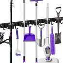 Bezemhouder - Bezem Ophangsysteem Tuingereedschap - Gereedschapshouder - 5 Houders 6 Haken - RVS Zwart