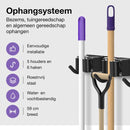 Bezemhouder - Bezem Ophangsysteem Tuingereedschap - Gereedschapshouder - 5 Houders 6 Haken - RVS Zwart