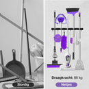 Bezemhouder - Bezem Ophangsysteem Tuingereedschap - Gereedschapshouder - 5 Houders 6 Haken - RVS Zwart