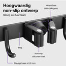 Bezemhouder - Bezem Ophangsysteem Tuingereedschap - Gereedschapshouder - 5 Houders 6 Haken - RVS Zwart