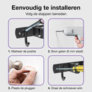 Bezemhouder - Bezem Ophangsysteem Tuingereedschap - Gereedschapshouder - 5 Houders 6 Haken - RVS Zwart