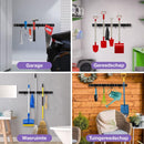 Bezemhouder - Bezem Ophangsysteem Tuingereedschap - Gereedschapshouder - 5 Houders 6 Haken - RVS Zwart