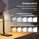 Bureaulamp - LED - USB en Draadloos Opladen - Timer - Dimbaar - Wit en Warm Licht - Zwart