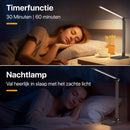 Bureaulamp - LED - USB en Draadloos Opladen - Timer - Dimbaar - Wit en Warm Licht - Zwart