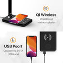 Bureaulamp - LED - USB en Draadloos Opladen - Timer - Dimbaar - Wit en Warm Licht - Zwart