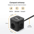 Cube Stekkerdoos met Schakelaar - 3 USB Poorten - 3 Stopcontacten - Zwart