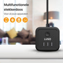 Cube Stekkerdoos met Schakelaar - 3 USB Poorten - 3 Stopcontacten - Zwart