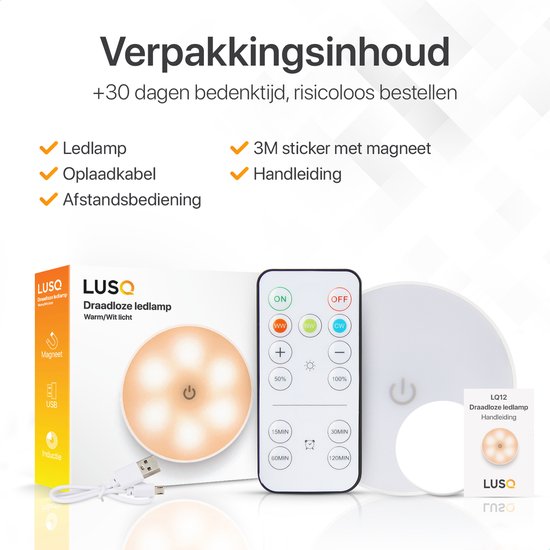 Kabellose LED-Lampe mit Fernbedienung – warmes/weißes Licht – kabellos