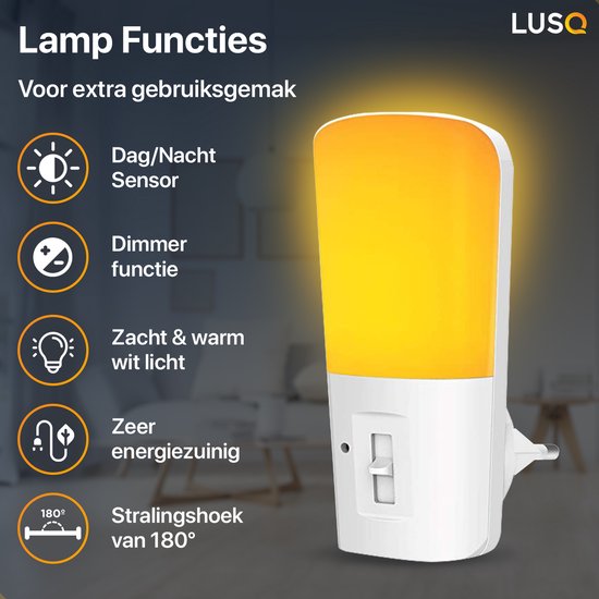 LED Nachtlicht in Fassung - 2 Stück - Dimmbare Nachtlichter mit Sensor - Nachtlampe mit Tag- und Nachtsensor -
