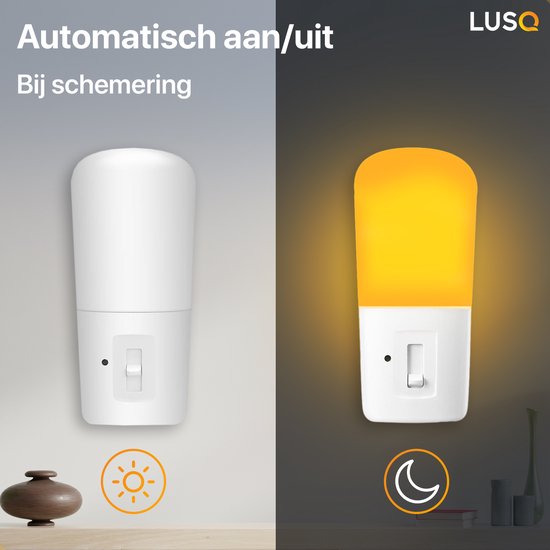 LED Nachtlampje in Stopcontact - 2 stuks - Dimbare Nachtlampjes met Sensor - Nacht Lamp met Dag en Nacht Sensor -