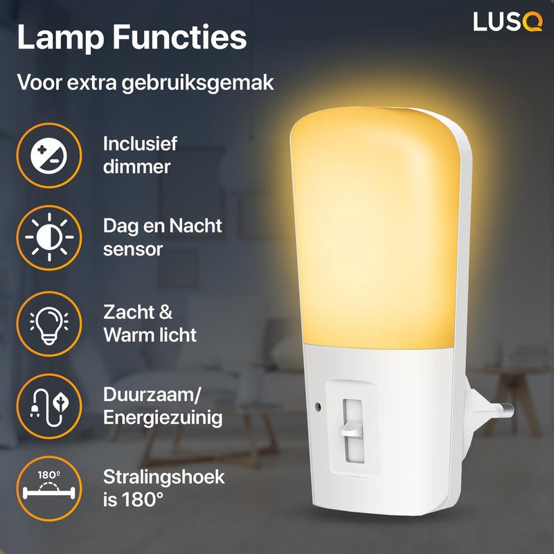 LED Nachtlampje in Stopcontact - 2 stuks - Dimbare Nachtlampjes met Sensor - Nacht Lamp met Dag en Nacht Sensor