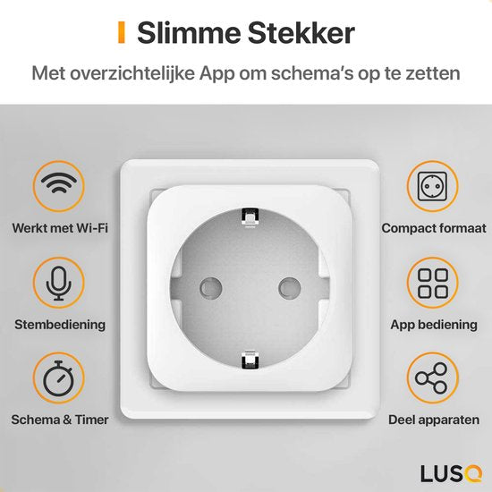 LUSQ® 10 stuks - Slimme Stekker - Smart Plug - Google Home & Amazon Alexa - Tijdschakelaar & Energiemeter via Smartphone App - Smart Home