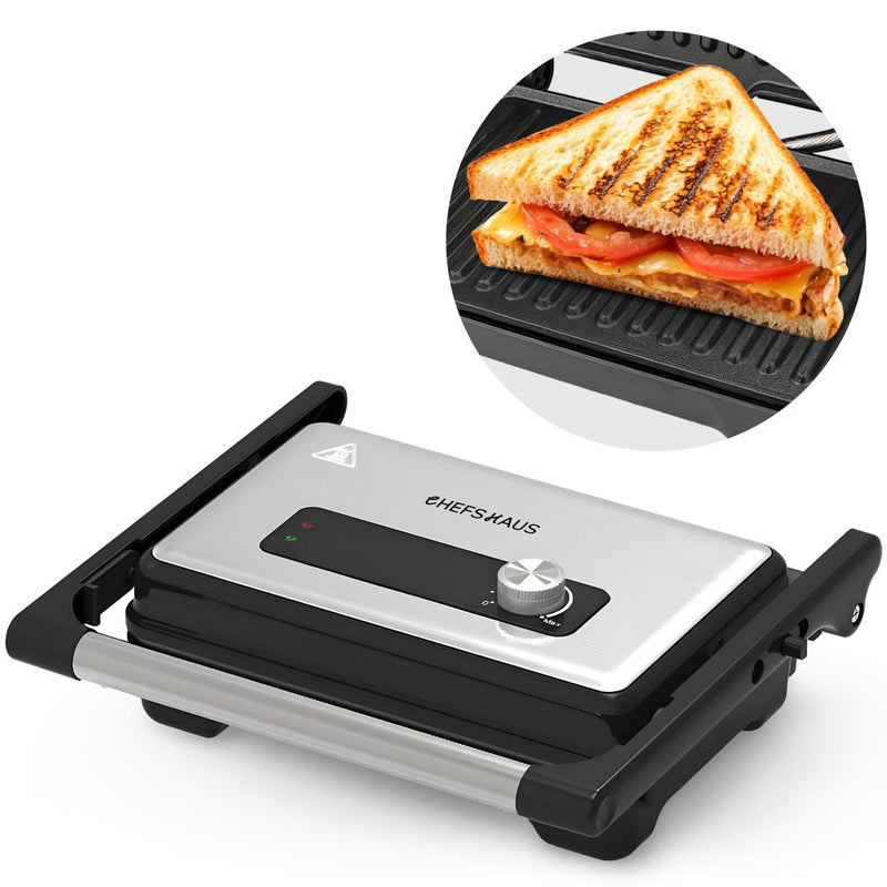 Grillmate - Grill Aparaat - Tosti Apparaat - Contactgrill - Tosti IJzer met grillplaat - Anti-Aanbaklaag - PFAS vrij - 180° Uitklapbaar - Cool Touch - Panini Grill / Croque Monsieur Toestel