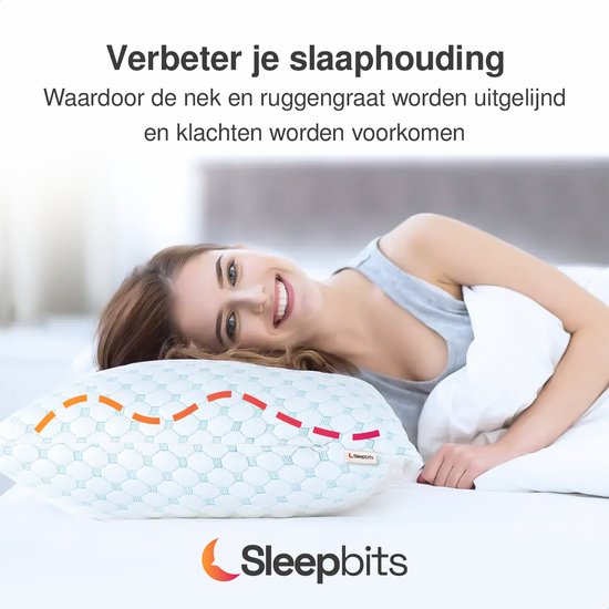 Sleepbits Hoofdkussen - 30 Nachten Proefslapen - Memory Foam - Op Maat - Traagschuim - Afstelbaar - Geschikt voor rug-, zij- en buikslapers