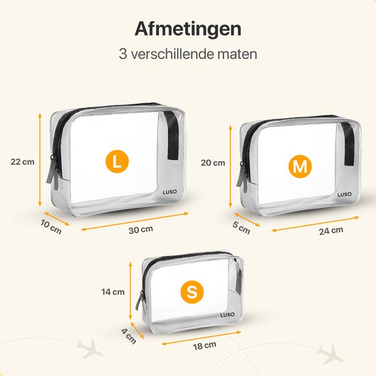 Kulturbeutel-Set für Toilettenartikel – Reisen – transparente Reise-Organizer-Tasche im 3er-Pack