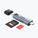 LUSQ® SD Kaartlezer - USB 3.0 Card Reader - OTG Kaartlezer - High Speed Cardreader voor SD/Micro SD - Geschikt voor Telefoon, PC en Tablet - Aluminium