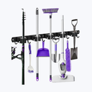 Bezemhouder - Bezem Ophangsysteem Tuingereedschap - Gereedschapshouder - 5 Houders 6 Haken - RVS Zwart