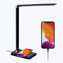 Bureaulamp - LED - USB en Draadloos Opladen - Timer - Dimbaar - Wit en Warm Licht - Zwart