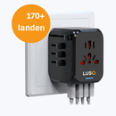 Reisstekker voor Wereld - 4 USB Poorten - 170+ Landen - Wereldstekker Universeel - Zwart