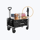 Strents® Faltbarer Strandwagen, bis zu 120 kg Tragkraft – Schwarz, 83 x 47 x 60 cm – 120 l Fassungsvermögen, Strandwagen mit Schiebestange – Faltbarer Transportwagen