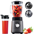 CHEFSHAUS Küchenmixer – 1,5-Liter-Glasbehälter &amp; 700-ml-Becher für unterwegs – Grau/Schwarz – 1200-W-Smoothie-Maker – BPA-frei