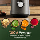 CHEFSHAUS Küchenmixer – 1,5-Liter-Glasbehälter &amp; 700-ml-Becher für unterwegs – Grau/Schwarz – 1200-W-Smoothie-Maker – BPA-frei