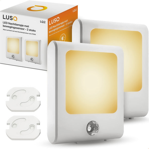 2 stuks - Nachtlampje Volwassenen Stopcontact met Bewegingssensor en Stopcontact beschermers - Dag/Nacht Sensor - Bedlampje  - Warm Wit