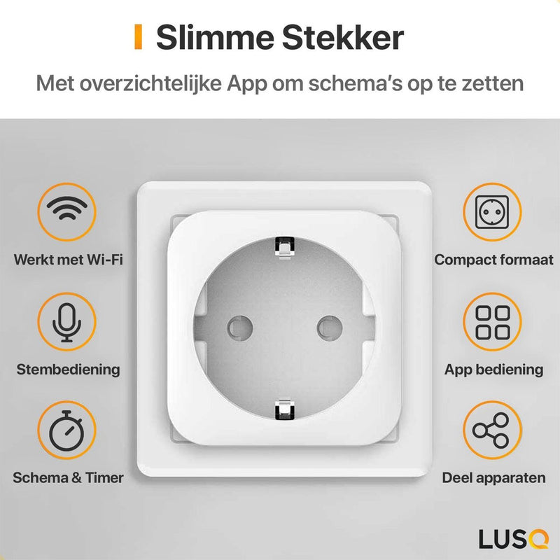 LUSQ® Slimme Stekker - Smart Plug - Incl. Tijdschakelaar & Energiemeter