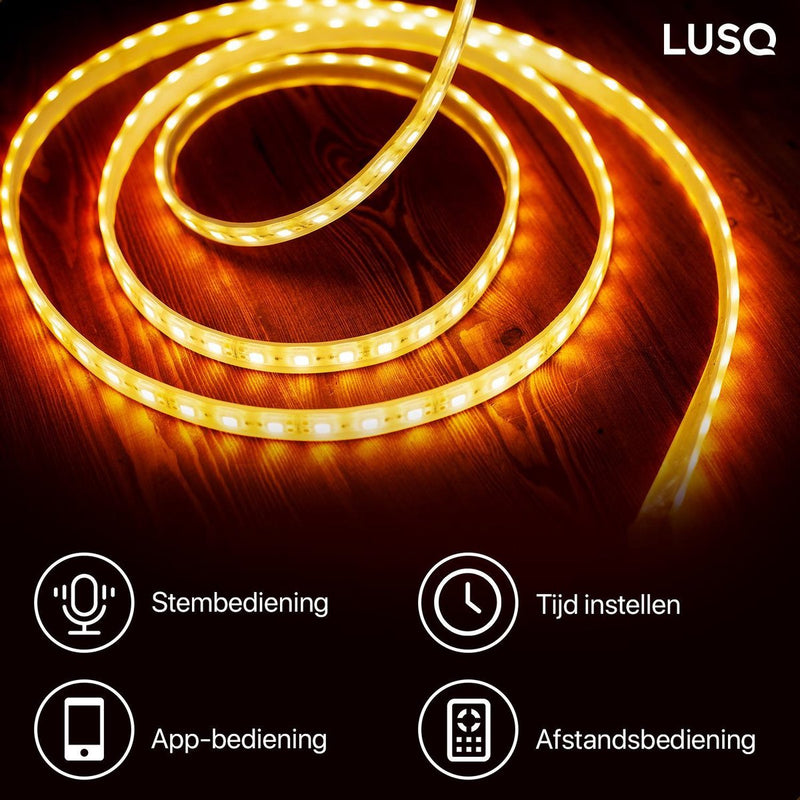 LUSQ® - Smart LED-strip 5 Meter Wifi - RGB LED 16 Miljoen Kleuren - Bestuurbaar met App - LED-strip 2022 Model - Geschikt voor iOS en Android