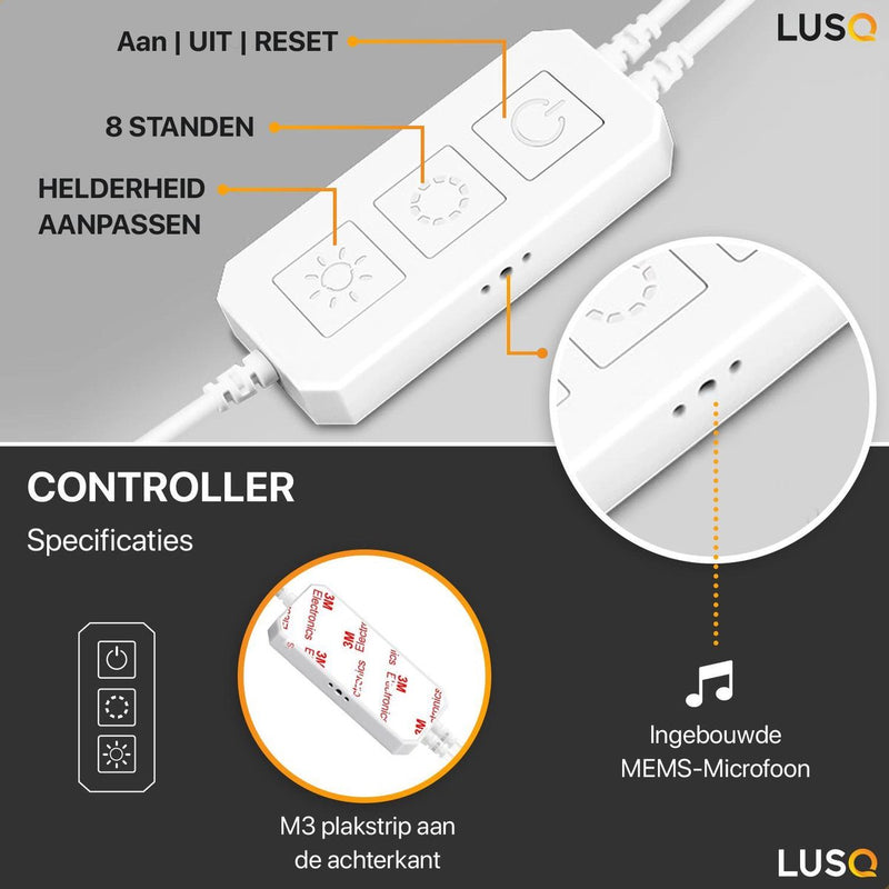 LUSQ® - Smart LED-strip 5 Meter Wifi - RGB LED 16 Miljoen Kleuren - Bestuurbaar met App - LED-strip 2022 Model - Geschikt voor iOS en Android