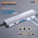 LUSQ® USB C Hub 7 in 1 - 3 x USB 3.0 - 4K HDMI - USB C Oplader - Micro SD / TF Kaartlezer - Space Grijs